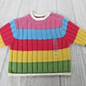 The Children's Place Sz 0-3 Months Knitted Sweater Striped Multi-Colored Girl